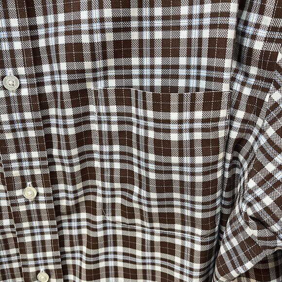 Daniel Cremieux Signature Collection Men Long Sleeve Shirt XL Brown White Plaid - Picture 7 of 10